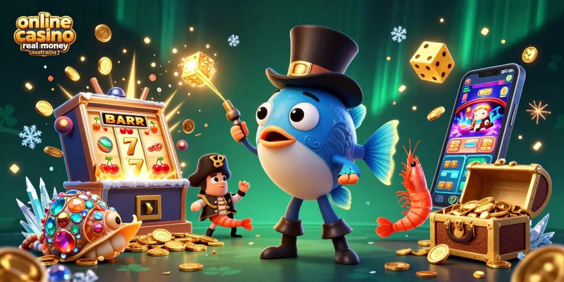 Engage in online casino real money Australia with a vibrant underwater scene featuring characters and dynamic gaming elements.