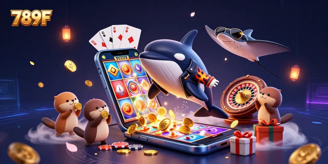 Engage in thrilling gameplay with 789F, showcasing animated characters in a vibrant casino setting.