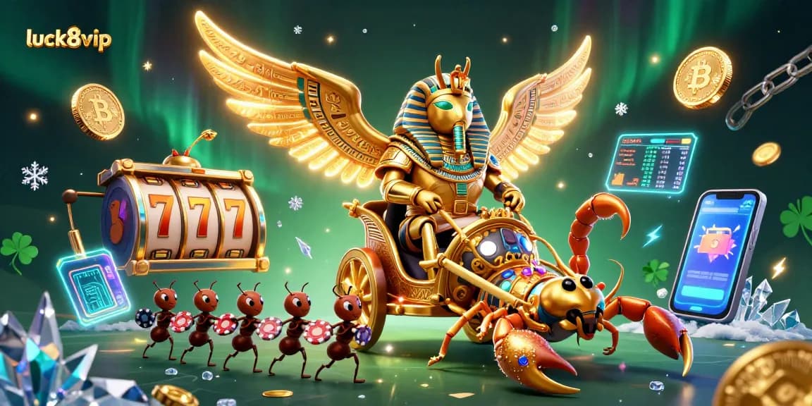Experience the thrill of luck8vip with a dynamic casino-themed illustration showcasing engaging elements and characters.