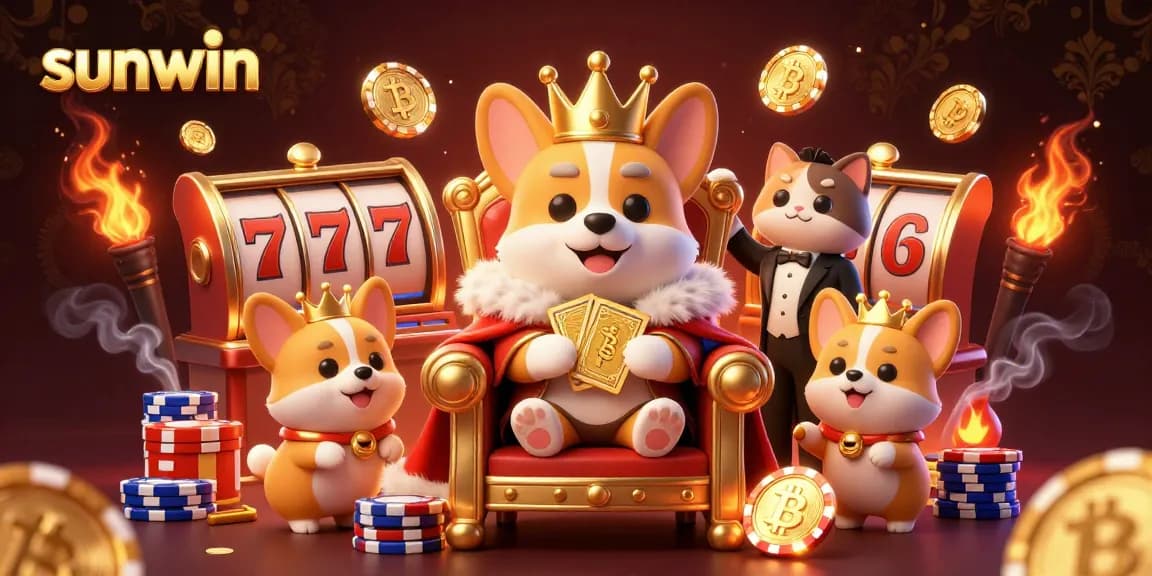Experience exciting gaming at sunwin with 3D characters enjoying slot games and vibrant casino elements.