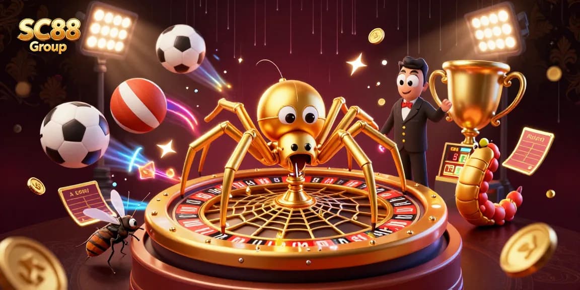 Engage with exhilarating gaming sessions at SC88 Group's vibrant casino illustration.
