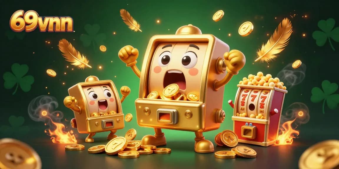 Spin the jackpot with 69vnn's golden slot machine as coins burst forth in celebration!