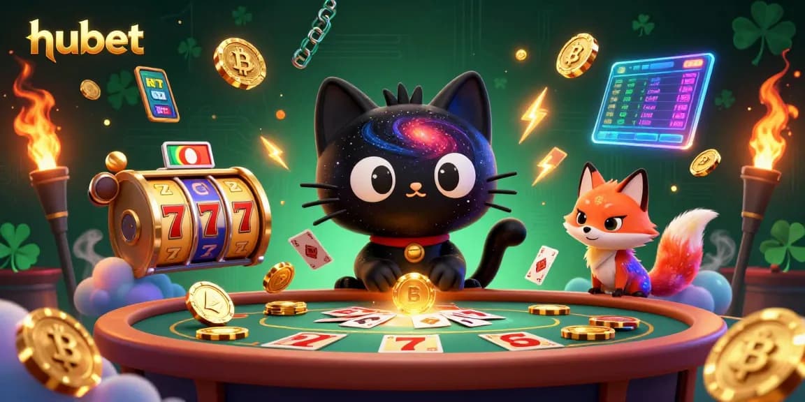 Experience hubet's rich casino scene with cosmic characters and vibrant gaming elements.