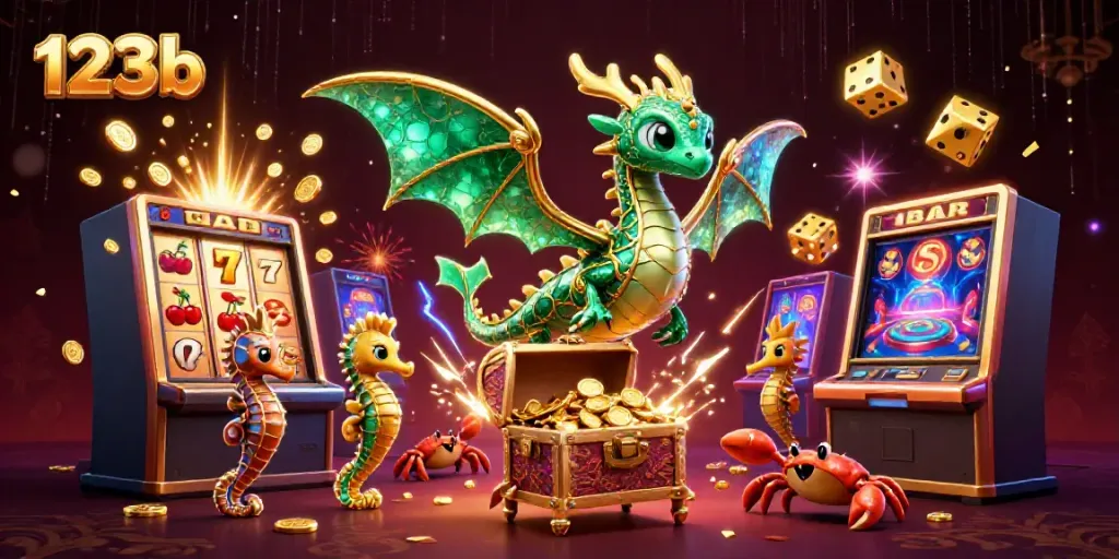 Experience the excitement of 123b with vibrant slots, sea dragons, and treasure chests bursting with coins.
