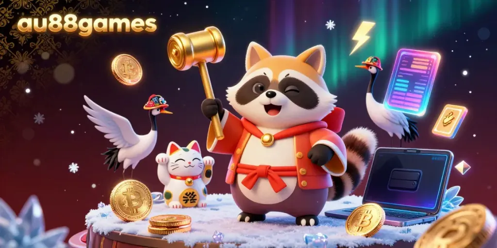 Explore thrilling games at au88games, featuring lucky tanuki, maneki-neko cats, and crypto vibes.