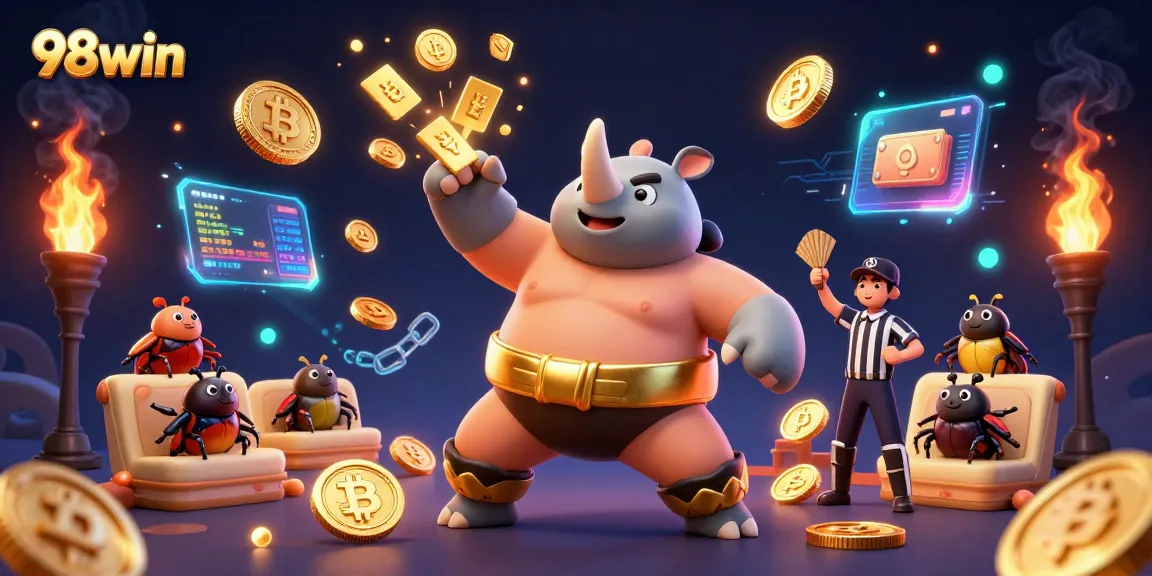 Experience the vibrant casino action of 98win with cartoon beetles and flying slots!