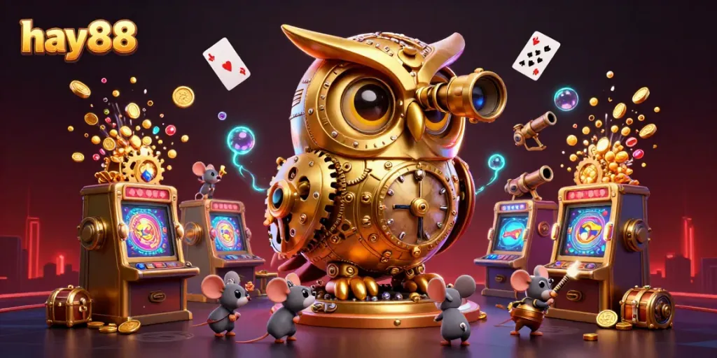 Experience the hay88 casino excitement with unique characters scanning the gaming floor.