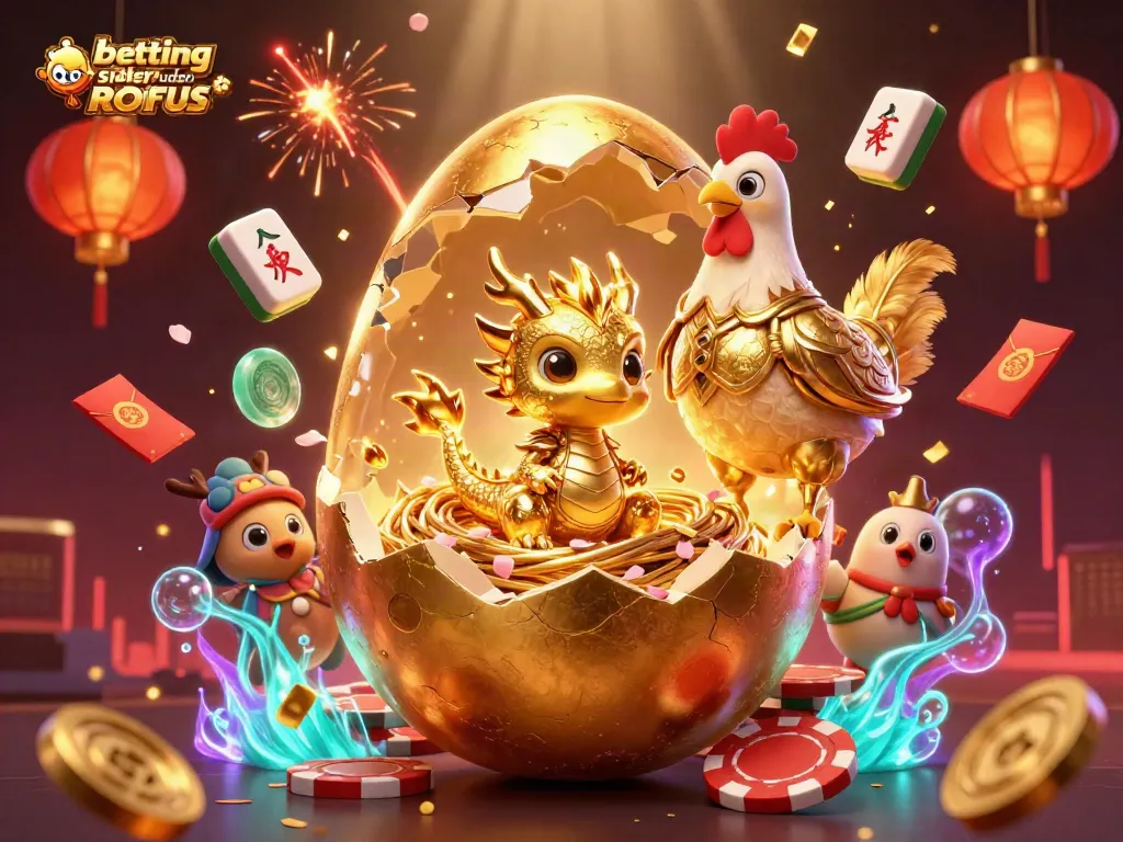 Experience betting sider uden ROFUS with vibrant golden dragon and colorful elements in a casino atmosphere.