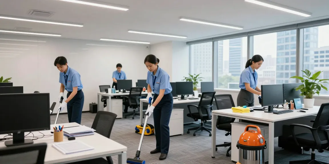 Büroreinigung Göttingen - Professionelles Reinigungsteam bei der gründlichen Reinigung eines modernen Büros in Göttingen.