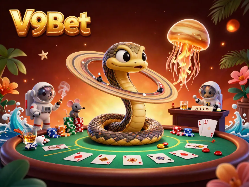 Experience thrilling gameplay at V9Bet with action-packed cosmic casino betting scene