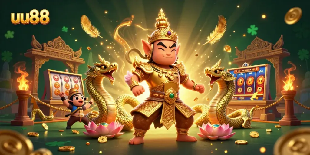 Experience thrilling slot action with uu88 featuring a dynamic guardian and Naga companions.
