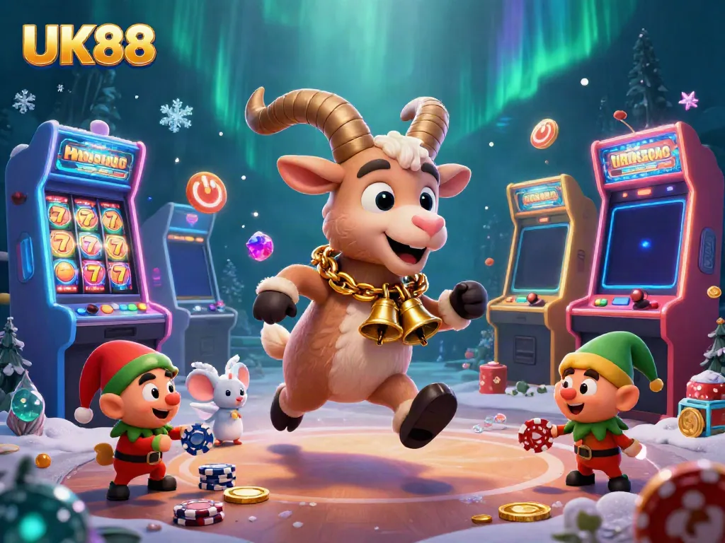 Experience the UK88 casino excitement with cartoon characters in a vibrant gaming scene.