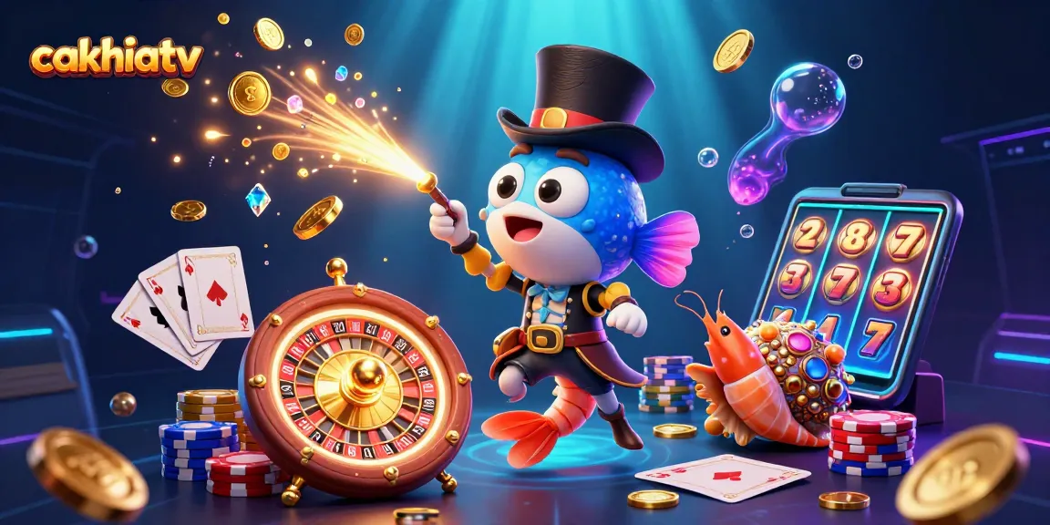 CakhiaTV offers an exhilarating scene with dynamic gambling elements like roulette wheels and poker cards.