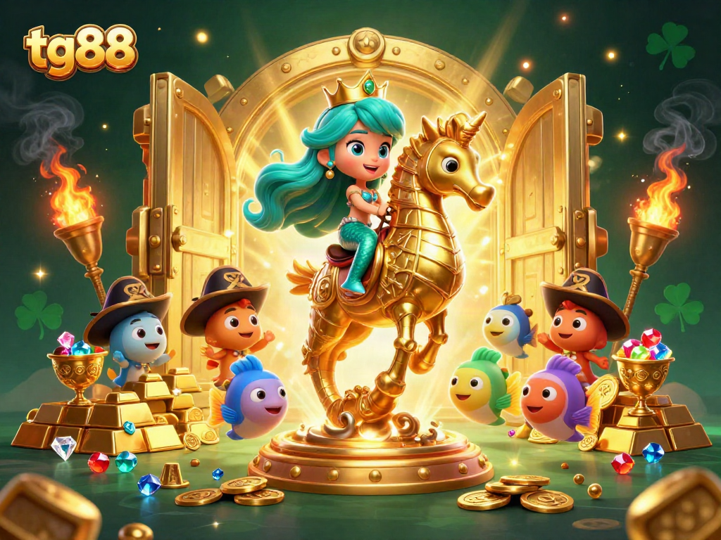 Engage with tg88's exciting casino action featuring a mermaid princess and seahorse riches.