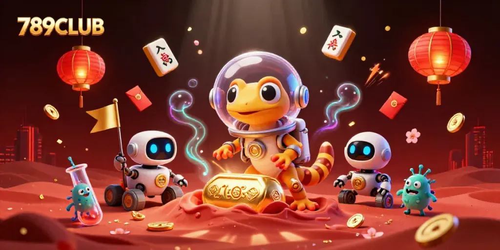 Experience thrilling games at 789CLUB with vibrant casino elements in a Martian setting.