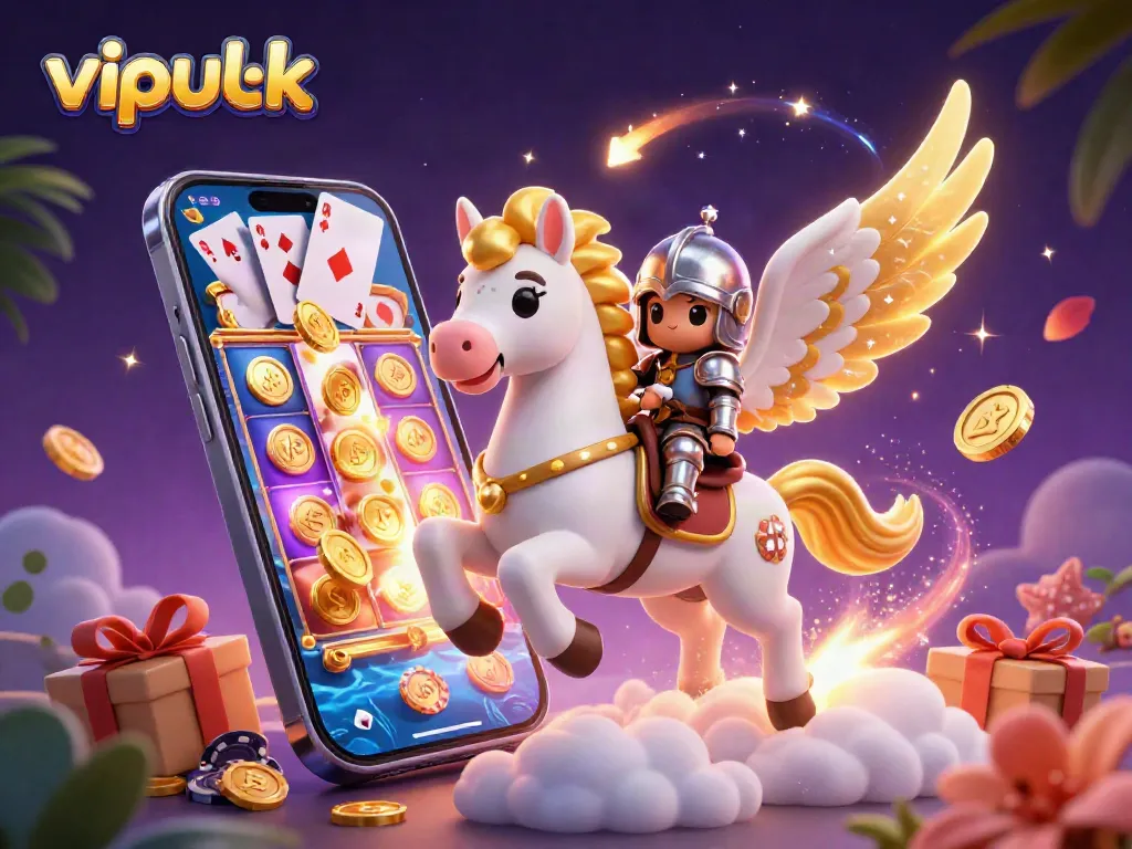 Play vibrant slots at vipluck with colorful reels, golden coins, and exciting gaming elements.