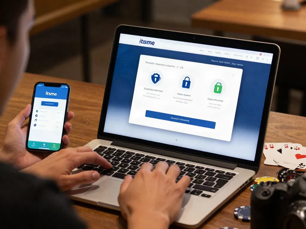 Ein Benutzer registriert sich für ein Online-Casino mit der itsme-Methode in Belgien.