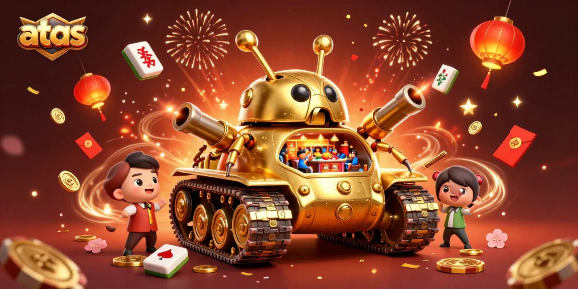 Engage in excitement at the atas casino, featuring a golden beetle tank with a mini casino inside