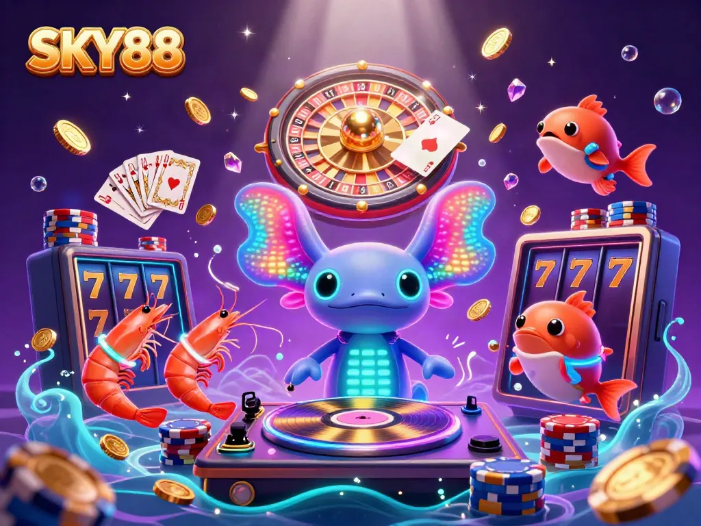 Experience explosive action with SKY88 in this animated casino scene bursting with colors and energy.