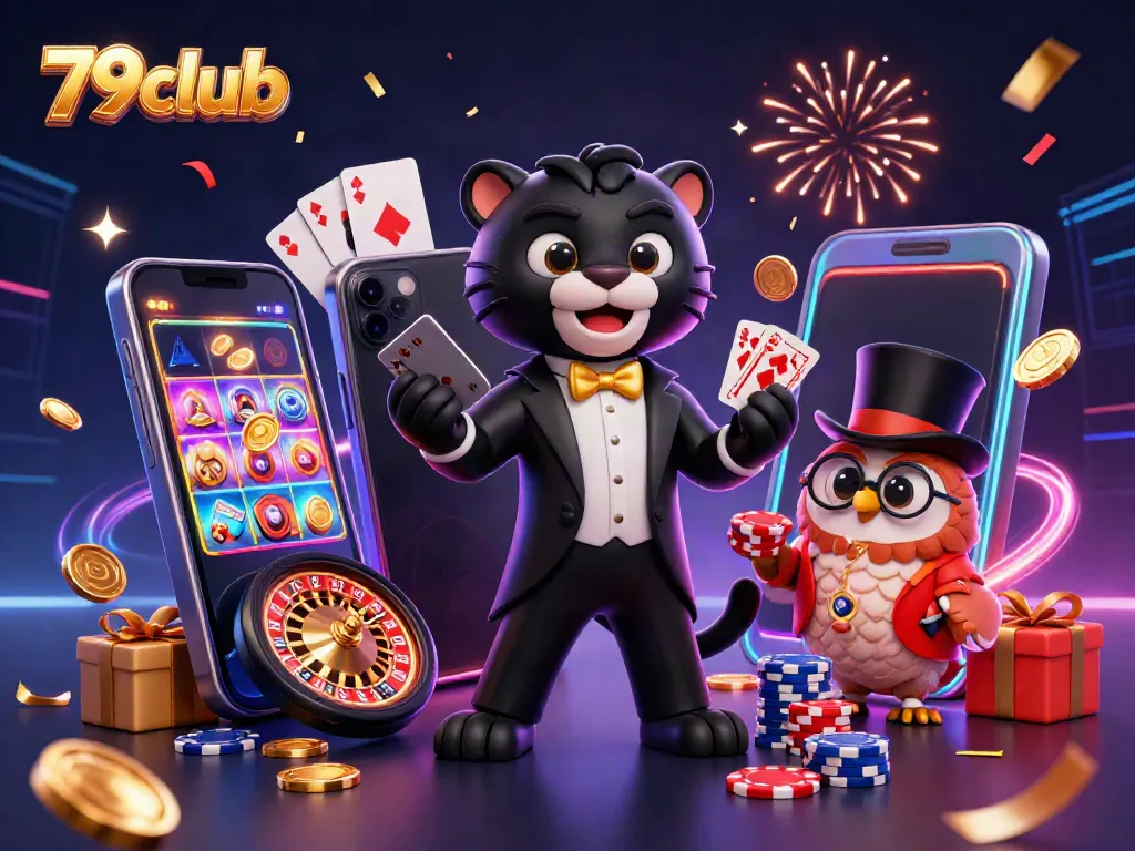 Experience thrilling gameplay at 79club with a stylish panther dealing cards and excitement in every detail.
