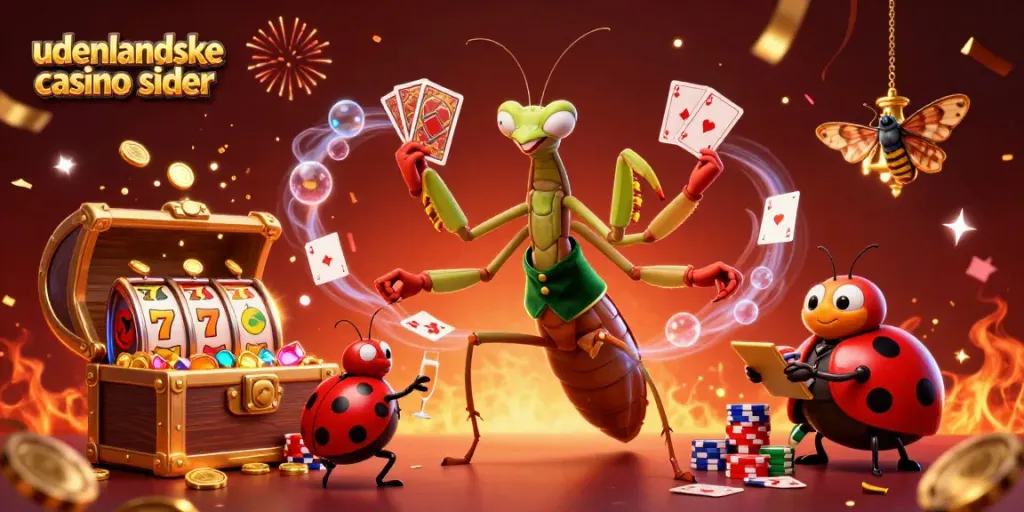 Experience excitement on udenlandske casino sider with a colorful 3D illustration of a gambling scene.