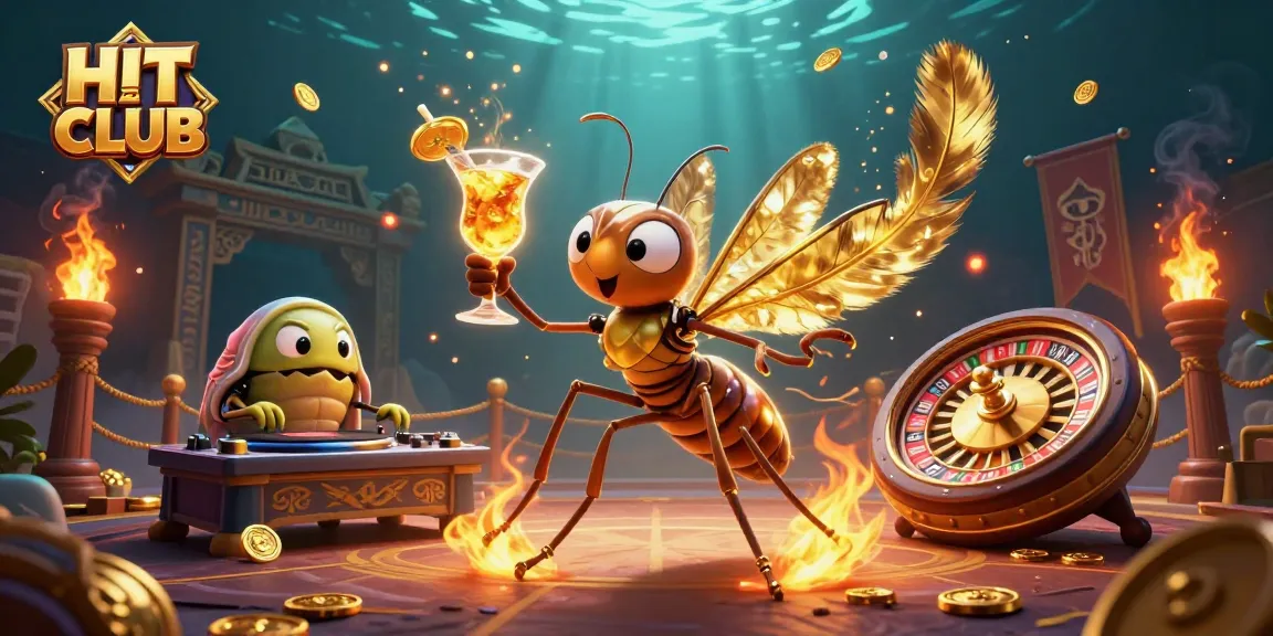 Engage in action at HIT CLUB with vibrant casino elements showcasing our frozen-in-amber mascot.