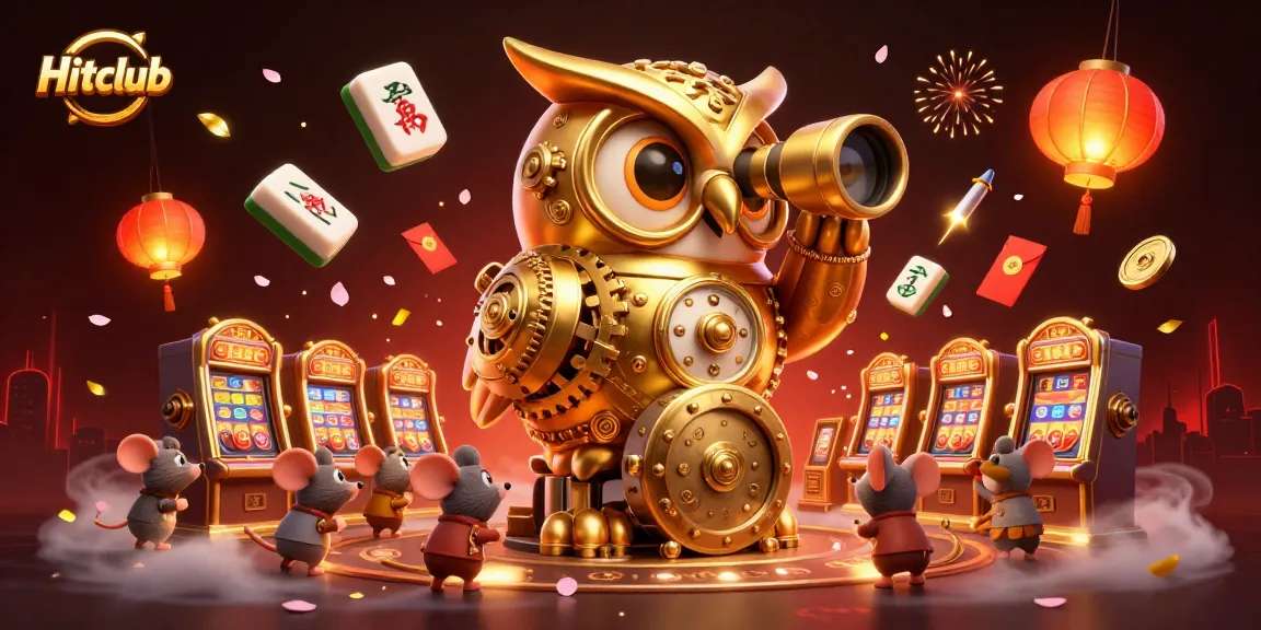 Experience dynamic gaming fun at Hitclub with a vibrant casino scene featuring a golden owl and lively elements.