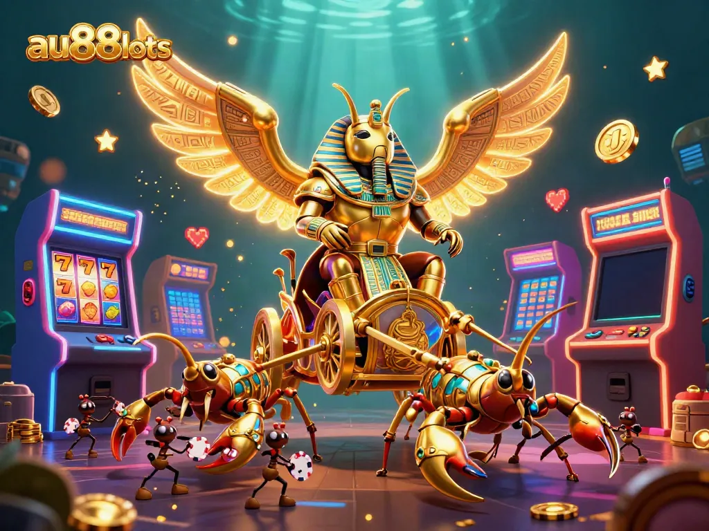 Explore the exciting gaming world of au88slots with dynamic 3D characters and vibrant casino elements.