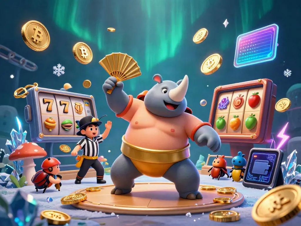 Experience an exciting slot scene with a beetle champion, coins flying, and vibrant casino elements