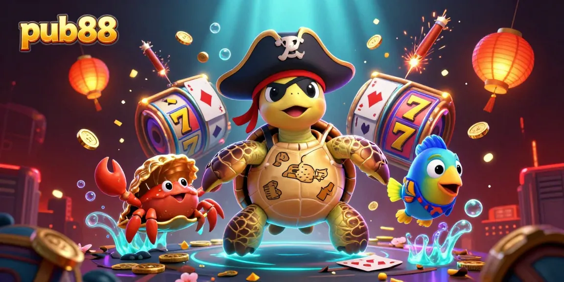 Engage with thrilling casino adventures featuring pub88's vibrant characters and game elements.