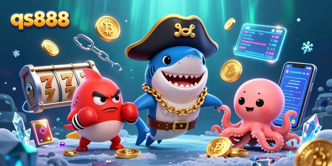 Engage in qs888's thrilling gaming experience with vibrant pirate-themed characters and cryptocurrency elements.
