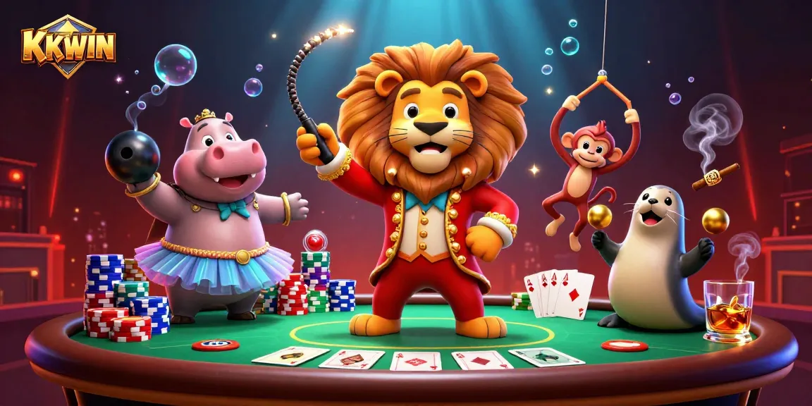 Engage in thrilling poker at KKWIN with vibrant characters and dynamic casino elements.