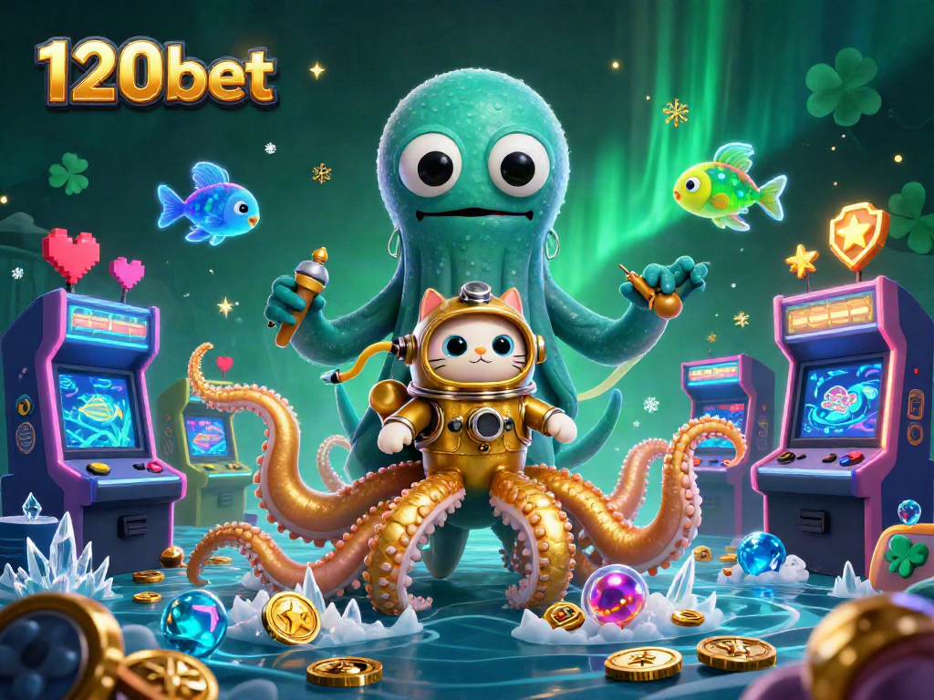 Engage with the thrilling adventure of 120bet, featuring vibrant gaming elements and a magical underwater scene.