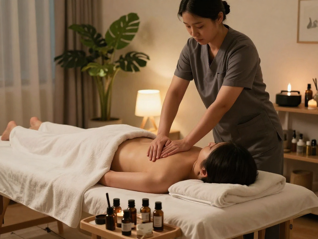 Experience premium 시흥출장마사지 in a serene home environment with professional therapist and calming ambiance.