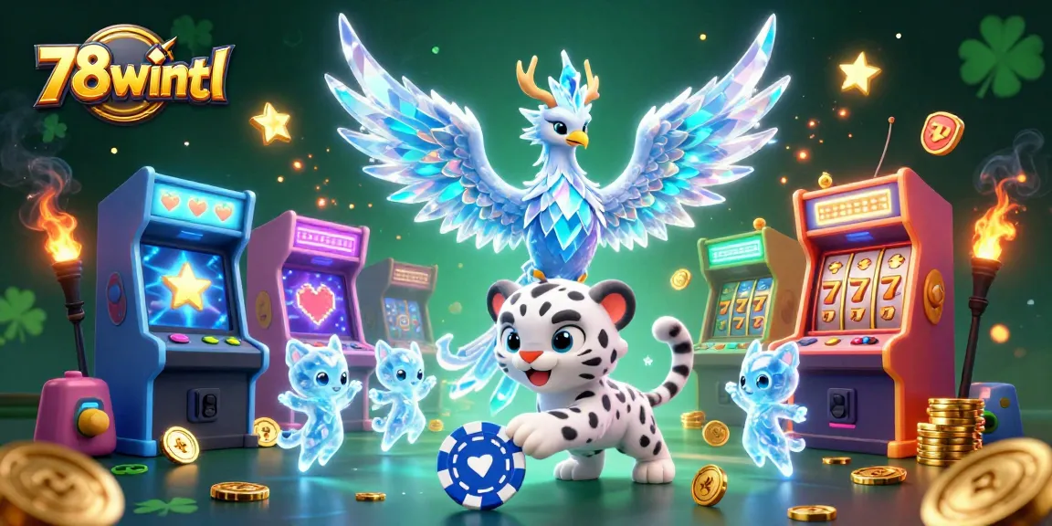 Engage in thrilling gameplay at 78wintl with a vibrant 3D casino scene showcasing colorful arcade elements.