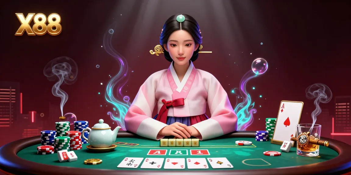 X88 captivates by blending games and elegance in a vibrant, dynamic 3D casino scene.