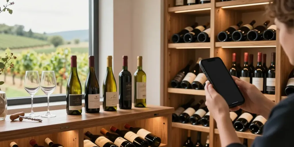 Gustofolio: Übersichtliche Weinsammlung in einem eleganten Weinkeller.