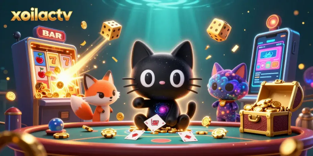 Experience the thrilling world of xoilactv with a cosmic casino scene filled with excitement and vibrant action.
