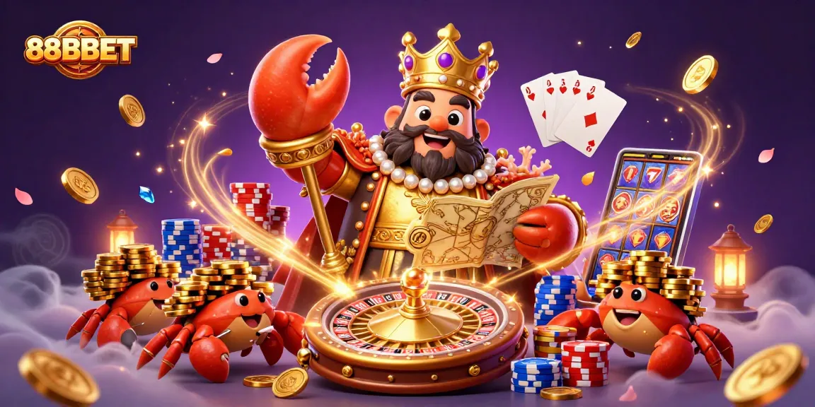 Experience thrilling gameplay with 88BBET's vibrant 3D casino scene featuring treasures, games, and excitement.