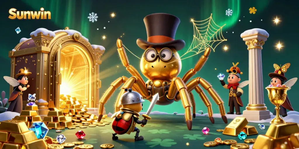 Engage in thrilling gameplay with Sunwin’s dynamic casino illustration, showcasing vibrant gaming elements.