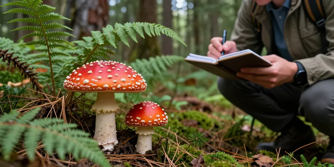 Lebendige Fliegenpilz-Muscheln im üppigen Wald, die die Anziehungskraft des Fliegenpilz Pulvers zeigen.