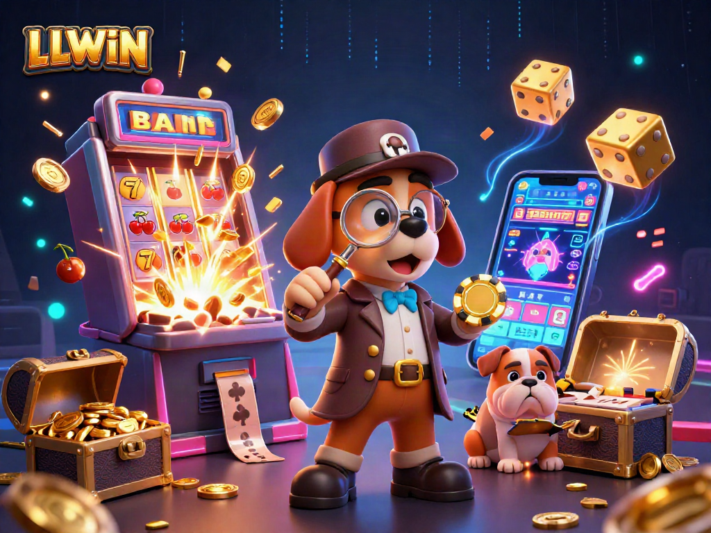 Join LLWIN's fun with thrilling casino games featuring cartoon detective characters and vibrant visuals.
