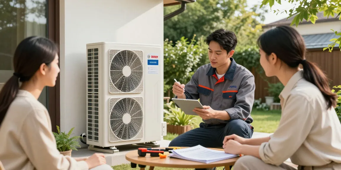 Efficient wärmepumpe bosch installation in modern residential home showing technician assisting homeowner.