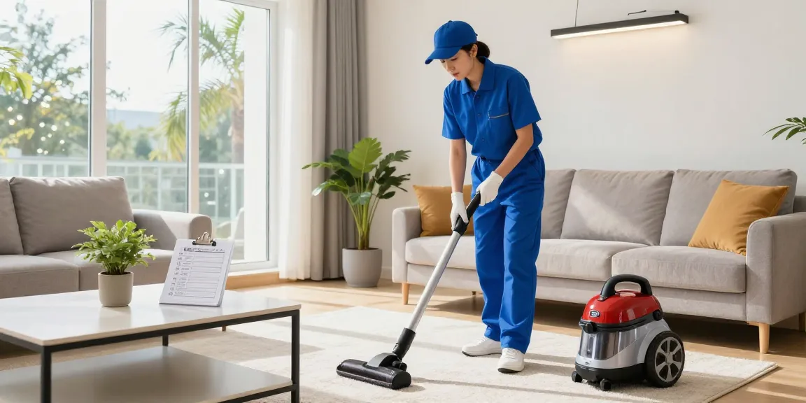 Efficient wohnungsreinigung solothurn by a professional cleaner in a bright living room.