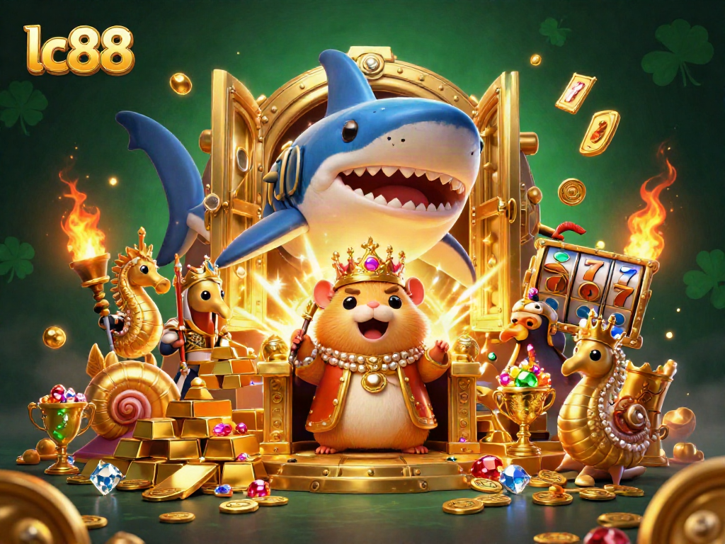 Experience thrilling gaming action with lc88 in a captivating casino scene packed with treasures.
