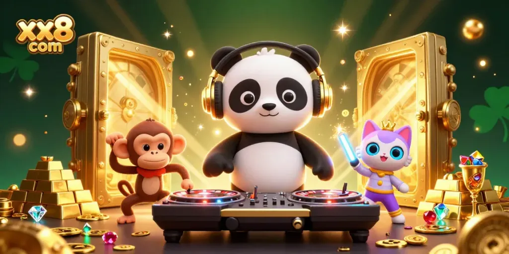 Spin the reels at xx8 com with exciting casino characters at a vibrant celebration