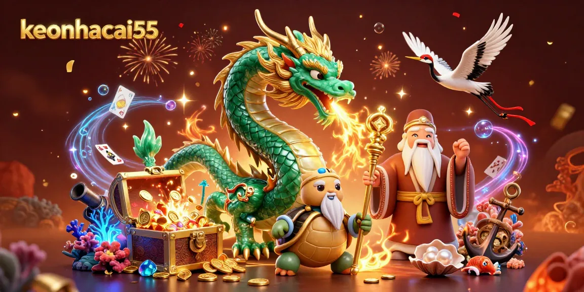 Experience thrilling betting excitement with keonhacai55 as the emerald jade dragon breathes golden fire amidst vibrant gaming elements.