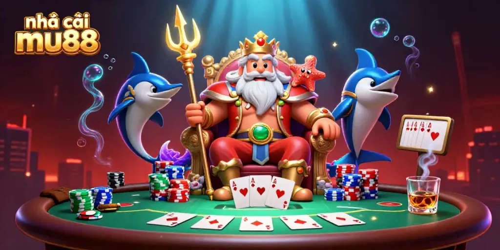 Join the fun at nhà cái mu88 with this vibrant, action-packed casino illustration.