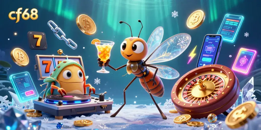 Engage with cf68's exciting casino experience through vibrant 3D action featuring a unique mosquito mascot and rich visual elements.
