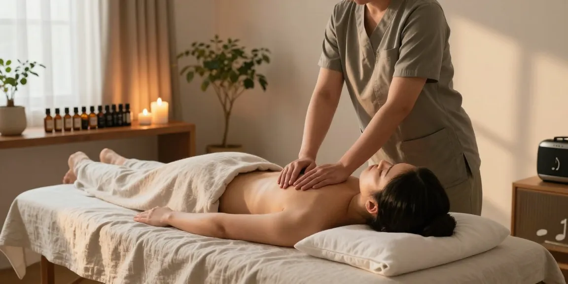 Relaxing 성북구출장마사지 session in a tranquil home environment.
